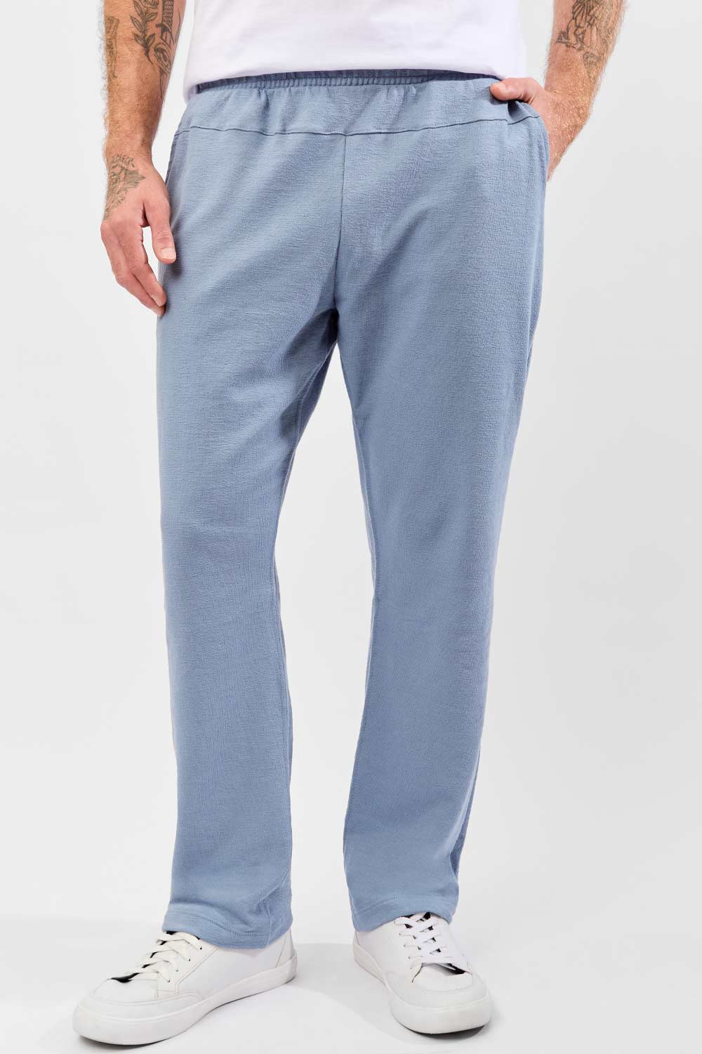 Calça Moletom Tricot Azul Jeans