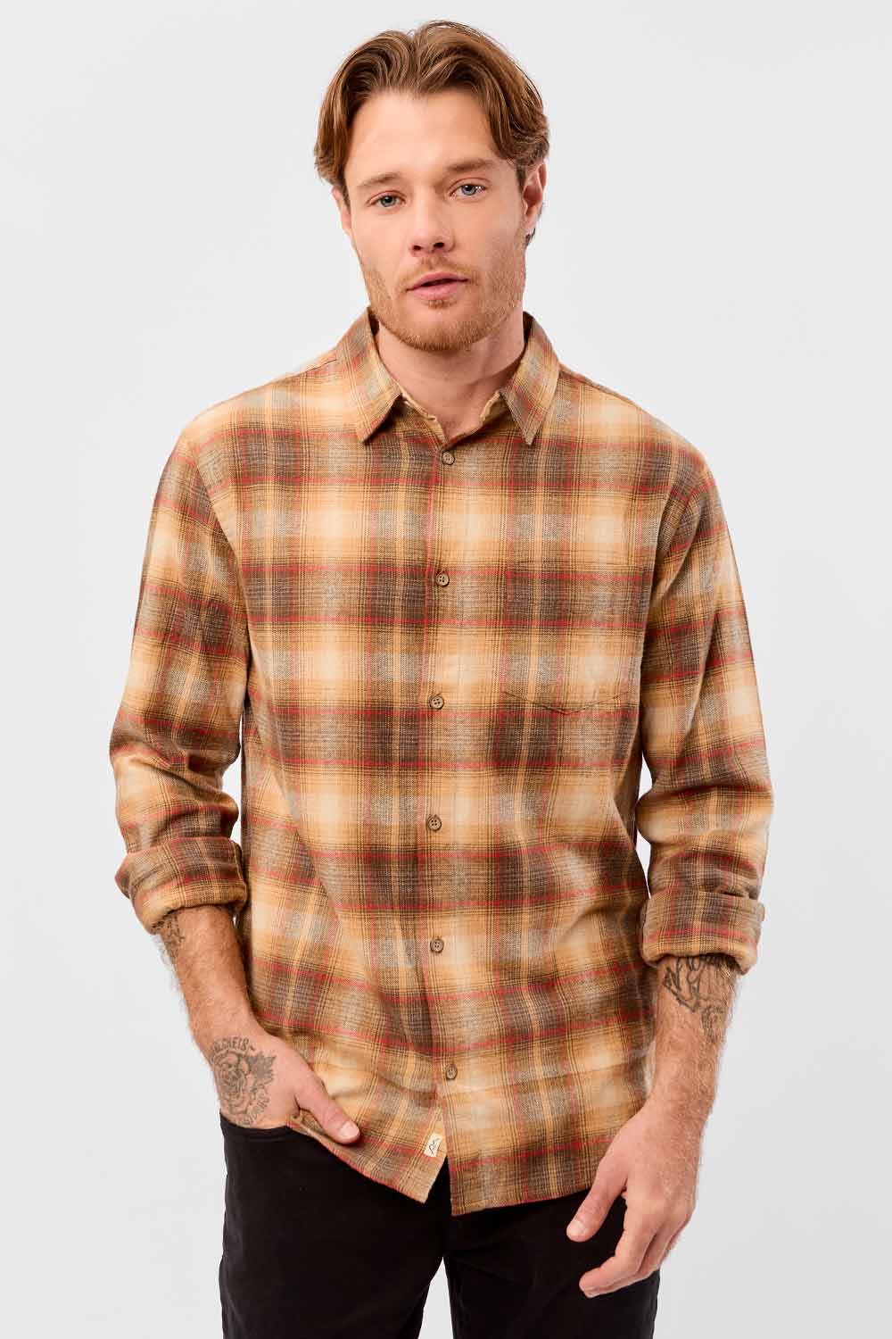 Camisa Xadrez Flanelada Khaki