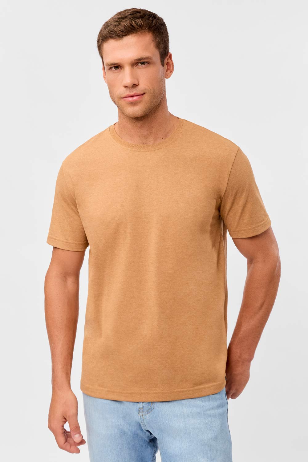 T-Shirt Básica Mescla Comfort Mostarda
