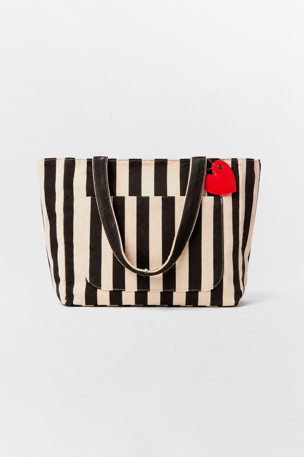 Bolsa Listras Coração Preta/Branca