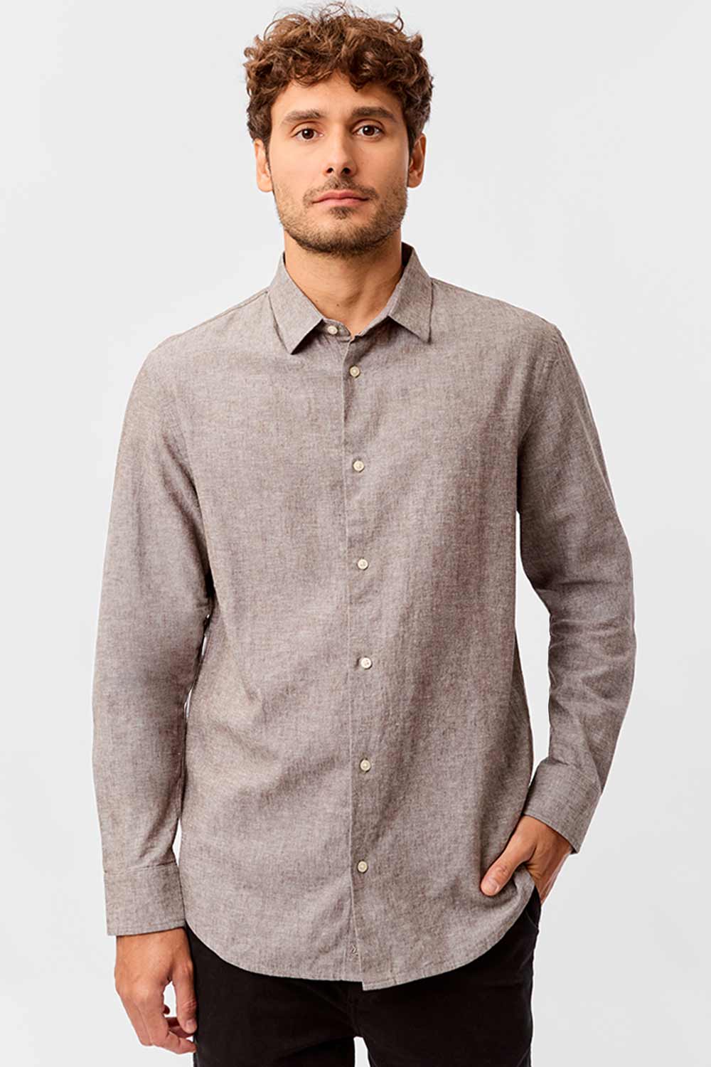 Camisa Linho Cafe