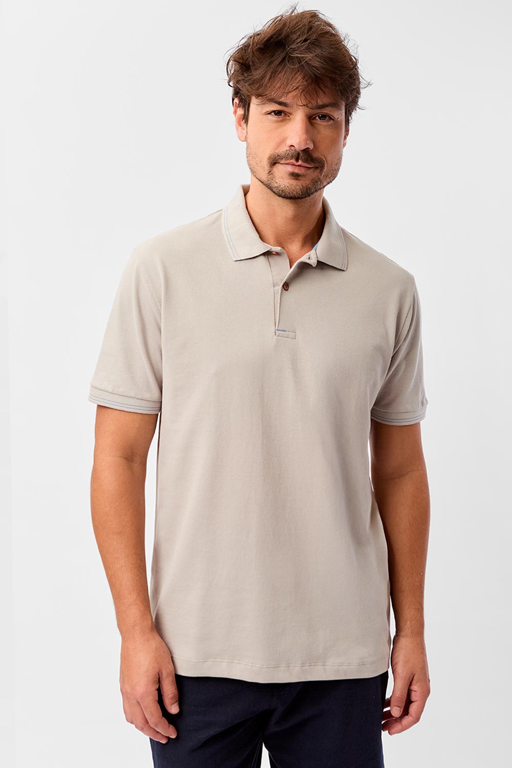 Polo Básica Comfort Piquet Cinza
