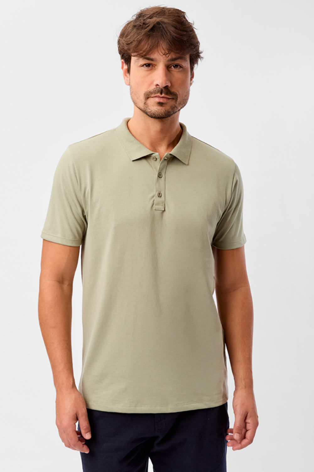 Polo Básica Fit Mescla Verde Clara