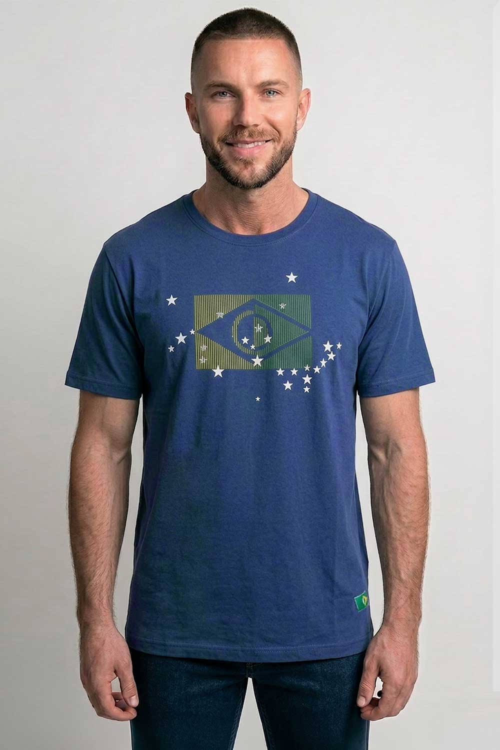 T-Shirt Estampada Estrela Azul Marinho