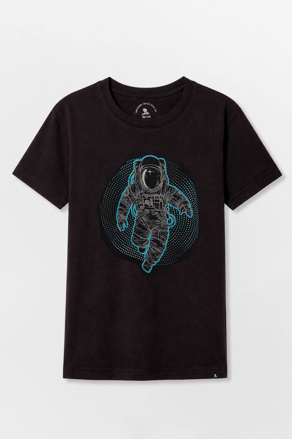 T-Shirt Infantil Estampada Spaceman Preta