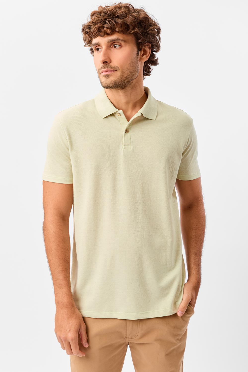 Polo Básica Piquet Linho Verde Clara